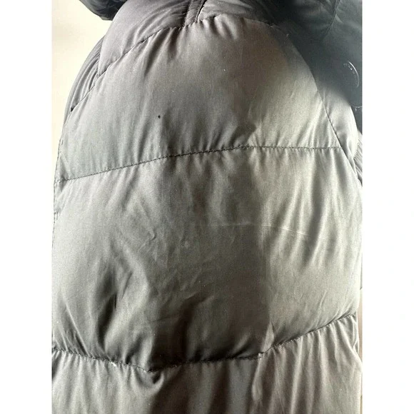 *Flawed Burberry Brit Down Puffer Jacket Coat Belted Hooded Quilted Black Size M - Picture 10 of 16
